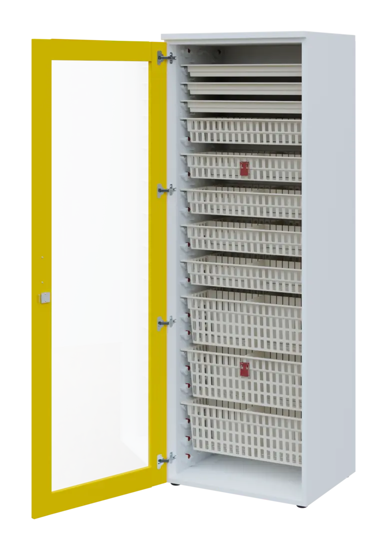 EUROMEDICA S - 66 ABS skříň léková boxová, 1-dveřová/prosklená, levá, 1950x660x535, korpus bílý, dví